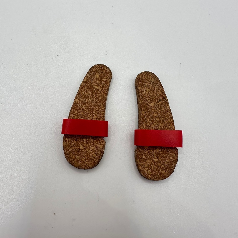 Vintage Barbie Ken Friend Allan Beach Red Strap Cork Sandals Flip Flops Shoes